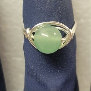 Elegant Silver and Green Aventurine Stone Ring